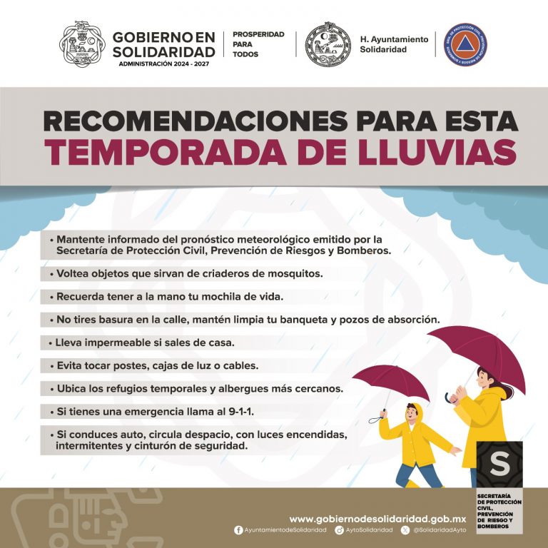 RECOMENDACIONES PARA ESTA TEMPORADA DE LLUVIAS